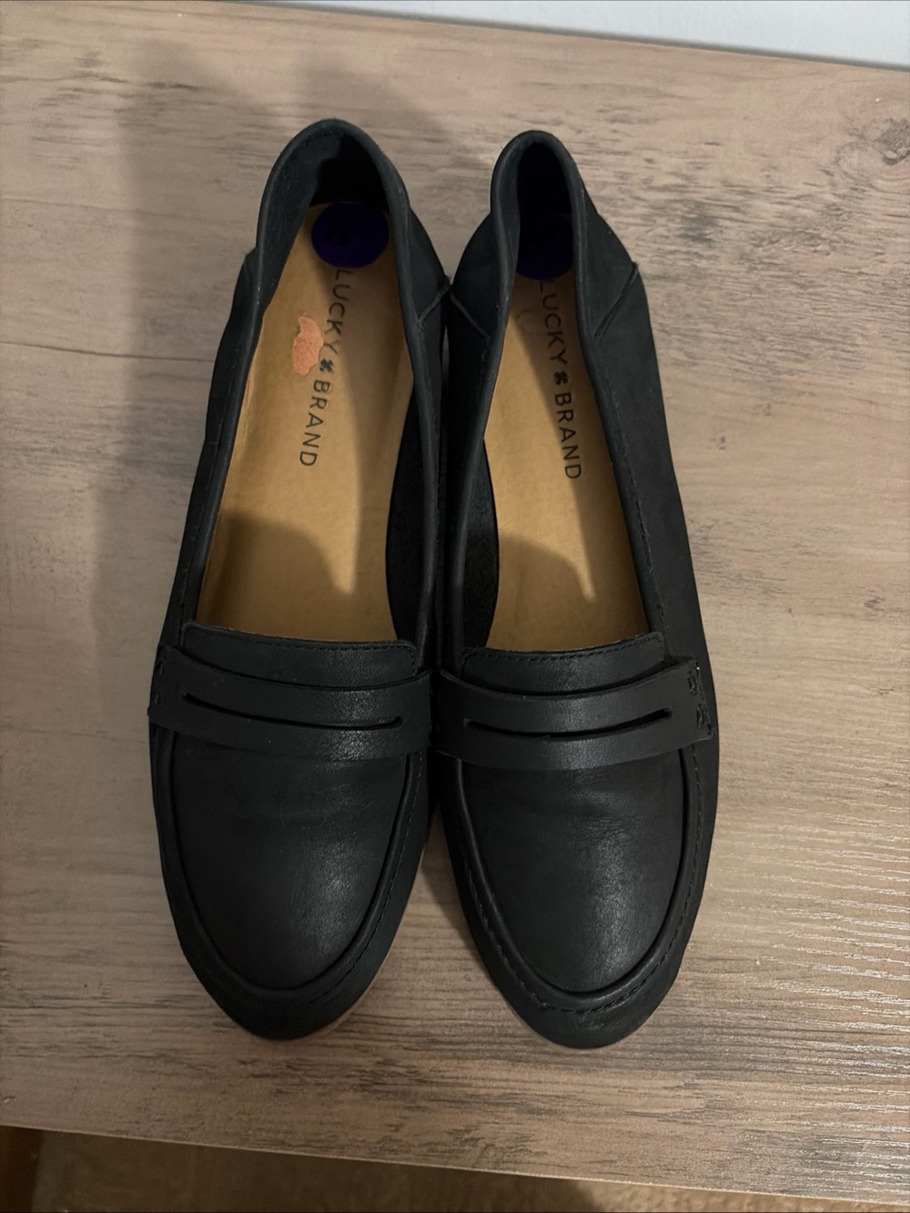 Lucky Brand Black Leather Slip-On Penny Loafers